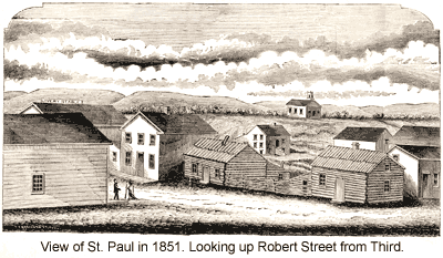 St. Paul, 1851, looking up Robert St. from Third