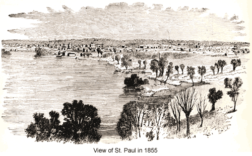 View of St. Paul in 1855