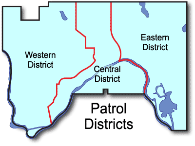 Map showing the 3 districts